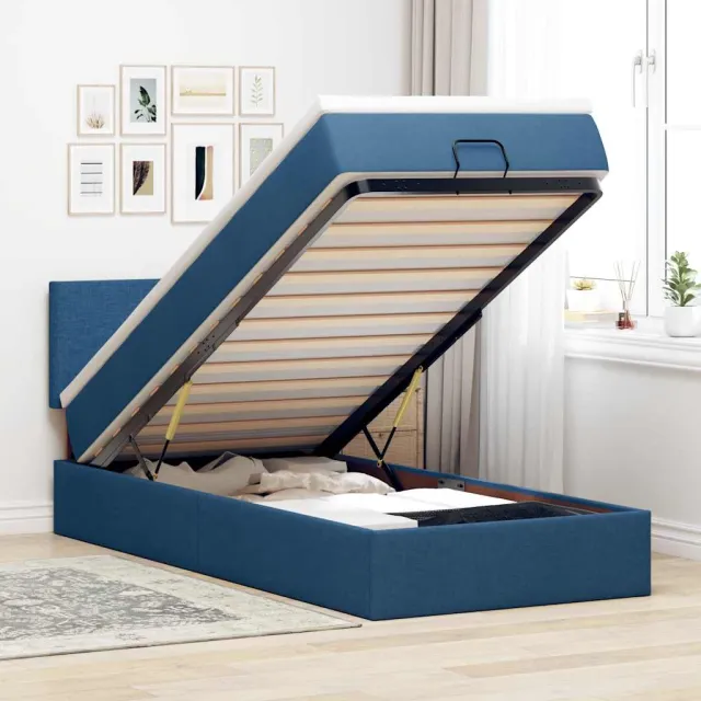 vidaXL Ottoman bed met matras 90x190cm stof blauw