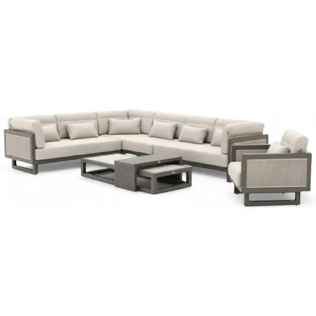 Apple Bee Santorini ROPE Loungeset 6-delig Nr.6 - Rechts Lang - 239 x 318 cm Taupe
