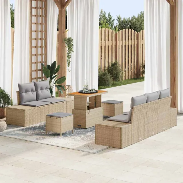 vidaXL Tuinbankenset 8 st Beige poly rattan, foto 2