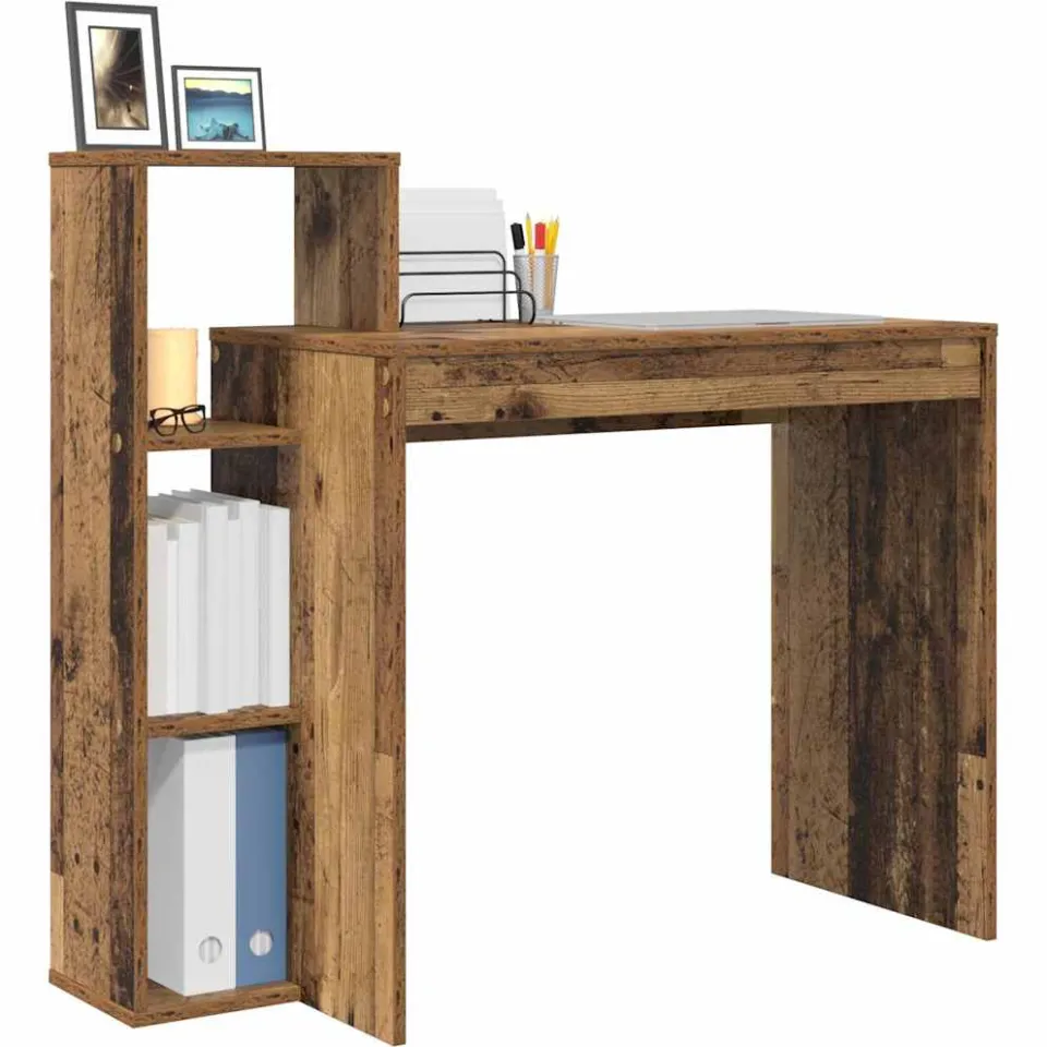 vidaXL Bureau Oud Hout 100 x 40 x 90 cm Bewerkt hout Bruin