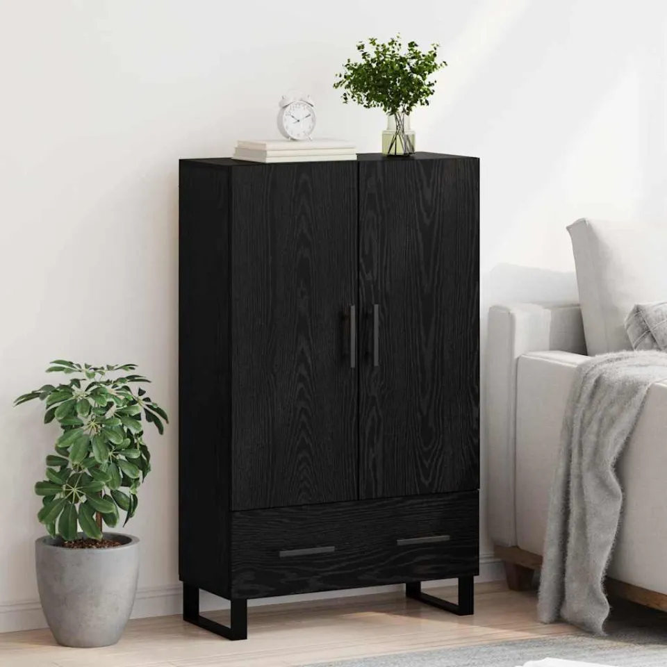 vidaXL Highboard Zwart Eiken 69,5 x 30 x 115 cm Bewerkt hout, foto 4