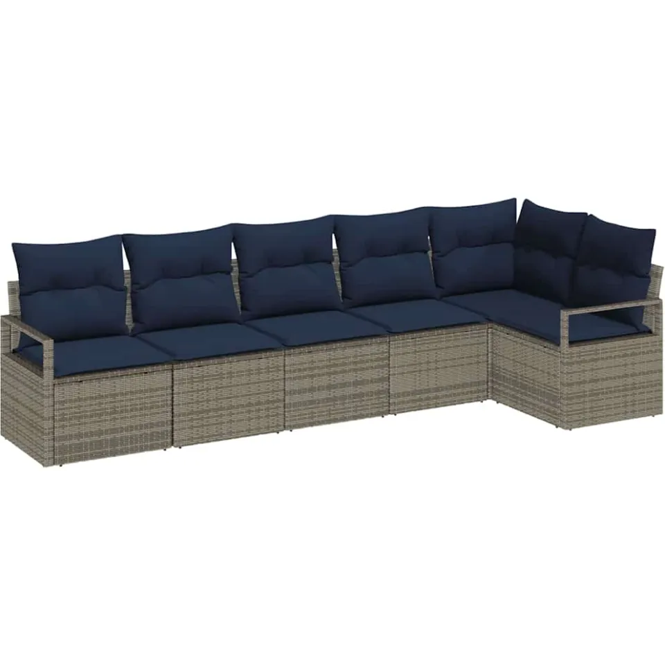 vidaXL Bankstel 6 st Grijs poly rattan