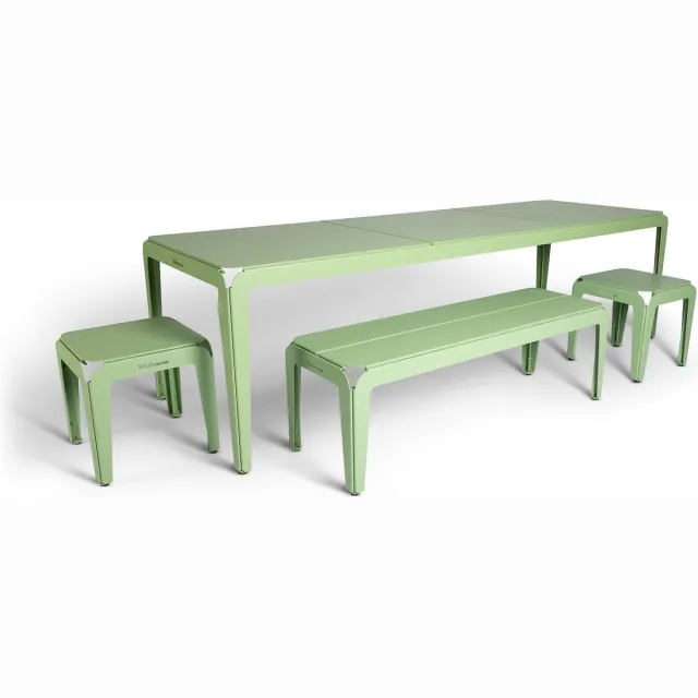 Weltevree Bended Table | Aluminium Tuintafel 90 x 270 cm | Tuinmeubel, Buitentafel, Eettafel Buiten | Tuin Tafel 10 Personen | Lichtgroen Lichtgroen RAL 6021
