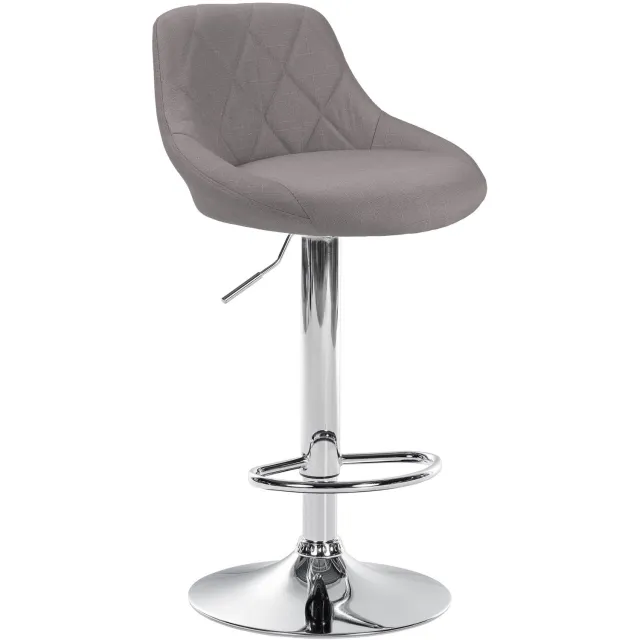 Luxe Comfort Barkruk - Stof - Grijs chroom/grijs