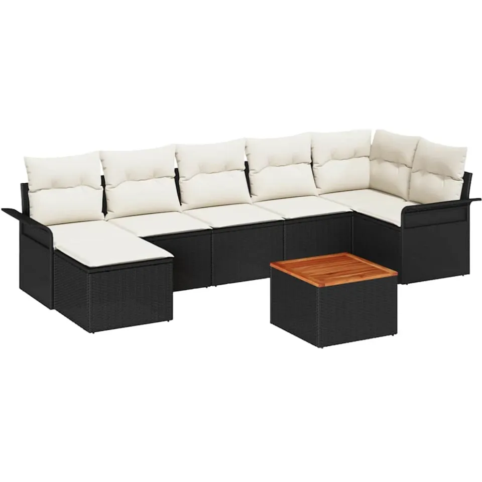 vidaXL Tuinbankenset 8 st Zwart poly rattan