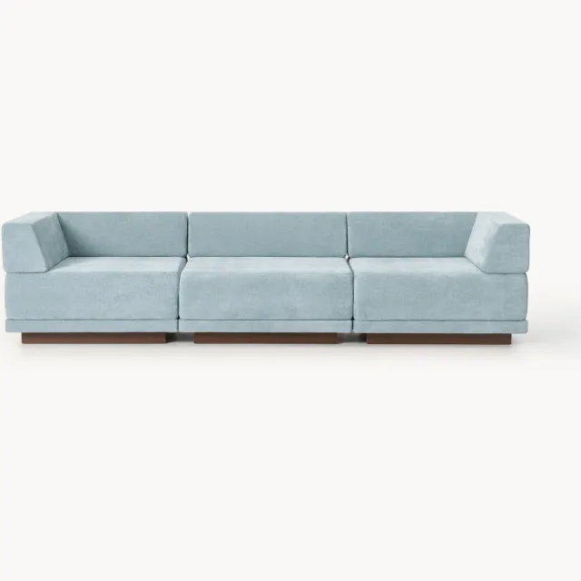 Westwing Collection Modulaire bank Colin (4-zits) Bruin, Lichtblauw