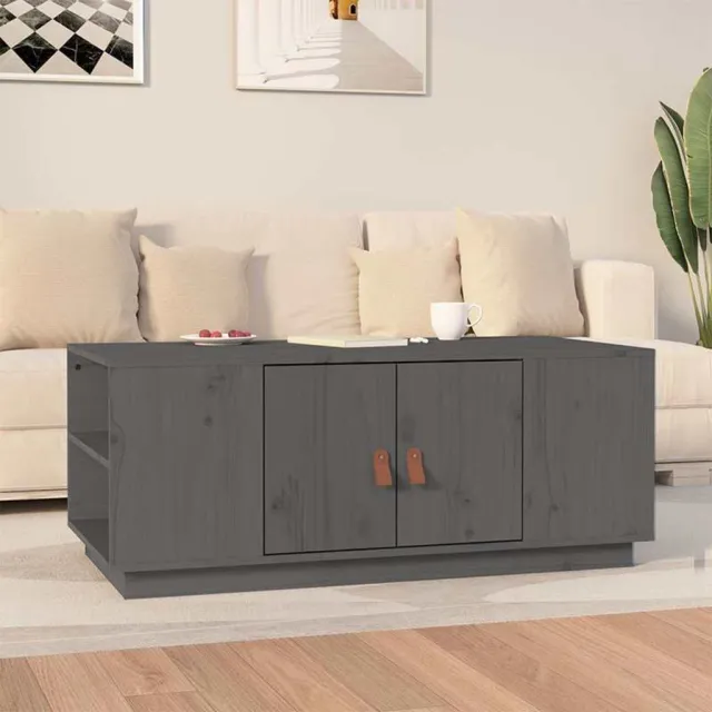 vidaXL Salontafel 100x50x41 cm massief grenenhout grijs, foto 2