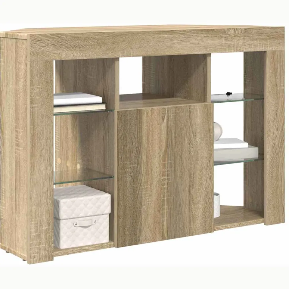 vidaXL Hoek LED TV Kast 100x40x68cm Sonoma Eiken Bewerkt hout Grijs