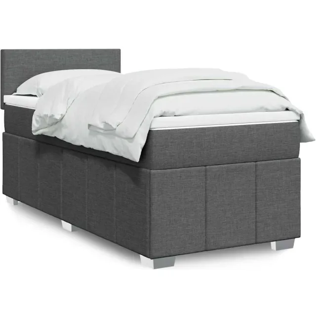 vidaXL Boxspring met matras stof donkergrijs 80x200 cm grijs