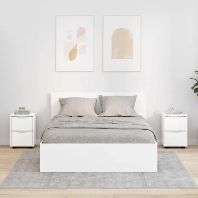 vidaXL Nachtkastjes 2 st Wit 30,5 x 30 x 43 cm Bewerkt hout, foto 2