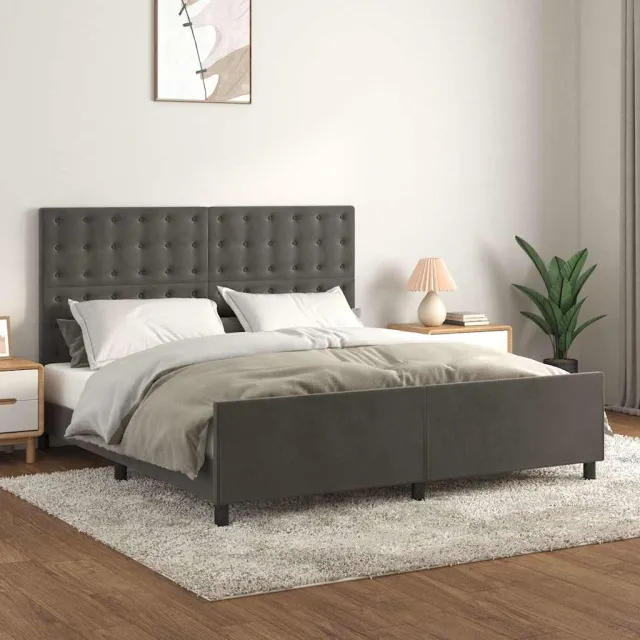 vidaXL Bedframe met hoofdeinde fluweel donkergrijs 180x200 cm grijs
