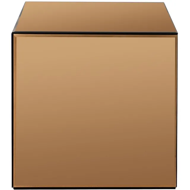 Vente-unique Bijzettafel in rookspiegelglas en MDF - Bruin - CUBIX