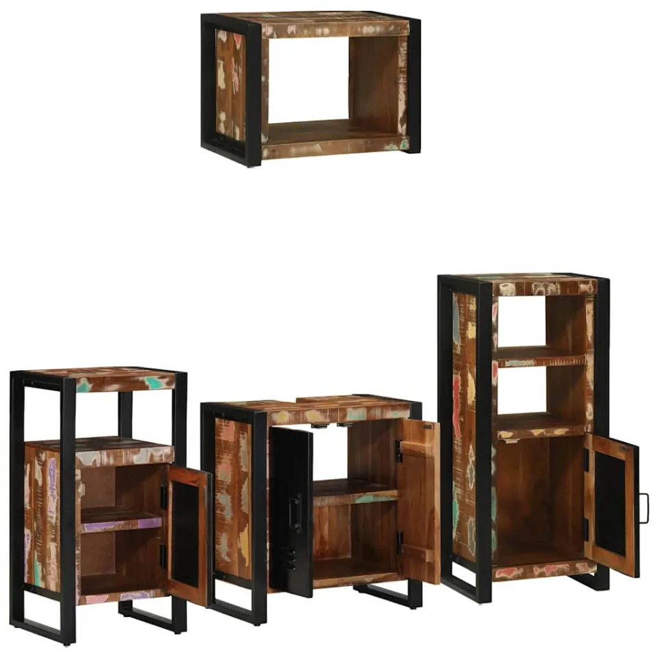 vidaXL Badkamermeubelset 4 st Multikleur en Zwart, foto 2