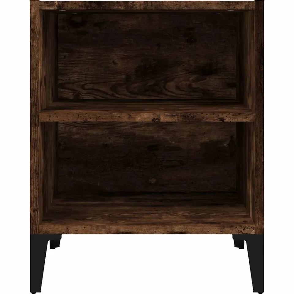 vidaXL Nachtkastje met metalen poten 40x30x50 cm gerookt eikenkleurig Bruin