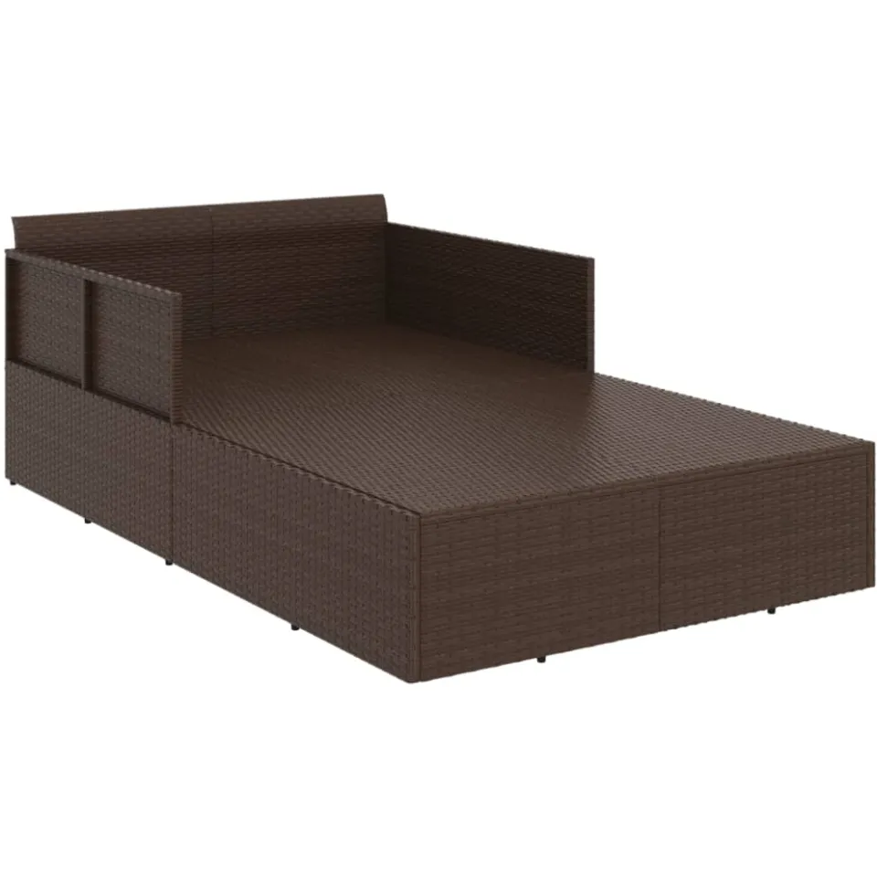 vidaXL Ligbed met kussens 182x118x63 cm poly rattan bruin, foto 4