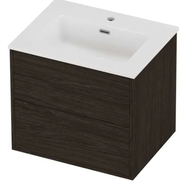 Proline Tribute Badmeubelset Porselein Elegant In Kader 60x46x54 cm Glans Wit Mokka Oak Eiken
