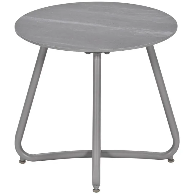 Garden Impressions Vento bijzettafel tuin - Ø45 cm taupe - aluminium/Centostone