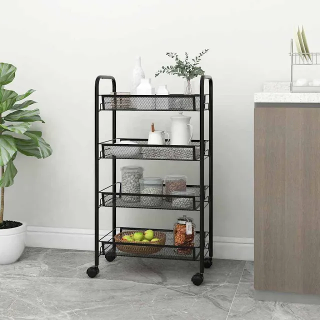 vidaXL Keukentrolley 4-laags 46x26x85 cm ijzer zwart, foto 2