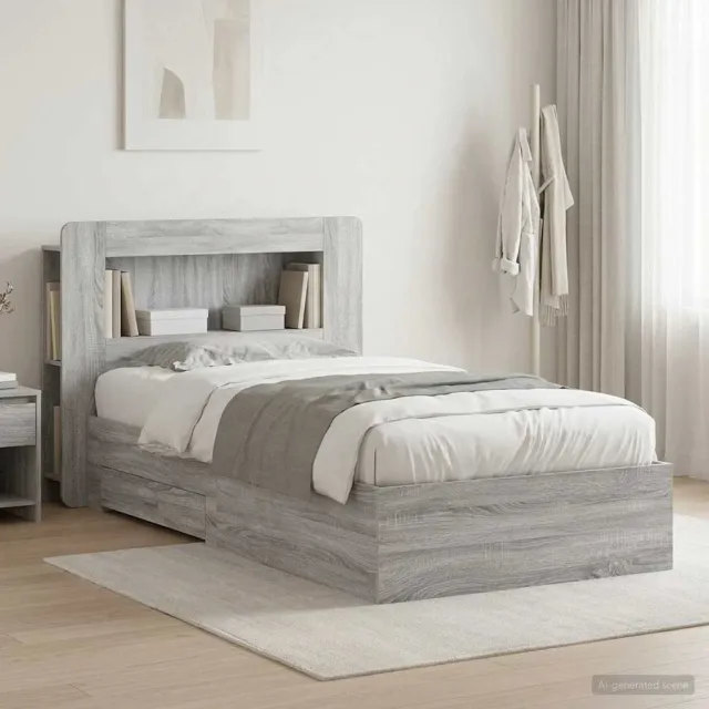 vidaXL Bedframe met opslag Grijs Sonoma 80 x 200 cm Bewerkt hout