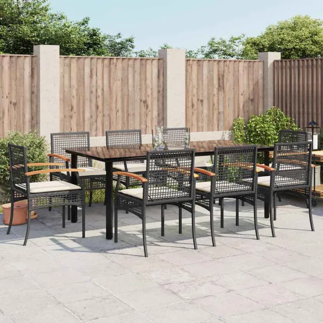 vidaXL 9-delige Tuinset poly rattan zwart, foto 2