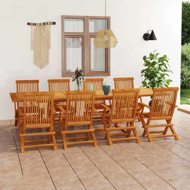 vidaXL 9-delige Tuinset massief teakhout bruin, foto 2