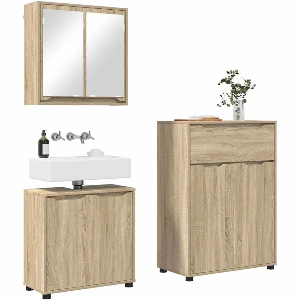 vidaXL Badkamermeubelset 3 st Sonoma Eiken 72,5 x 36,5 x 100 cm Bruin
