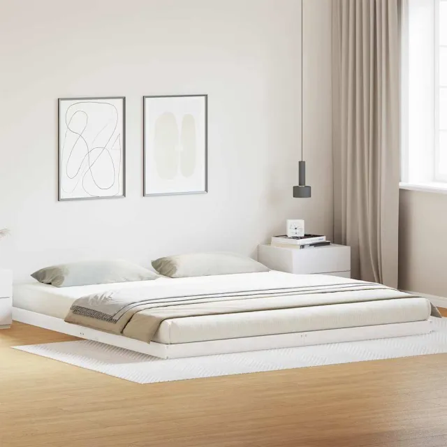 vidaXL Vloerbedframe Wit 200 x 220 cm Massief grenenhout