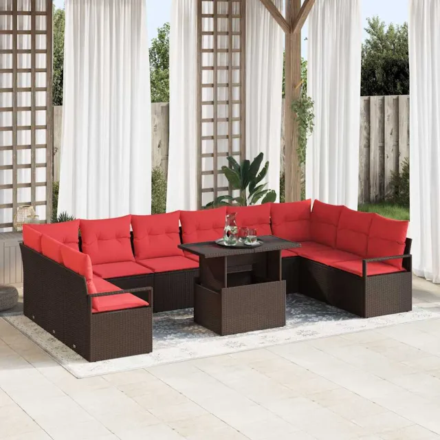 vidaXL Tuin Sofa Set 11 st Bruin poly rattan, foto 2