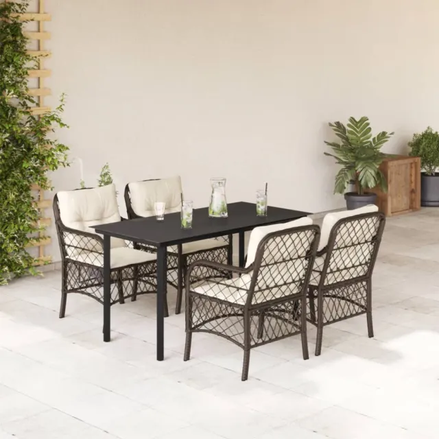vidaXL 5-delige Tuinset met kussens poly rattan bruin, foto 2