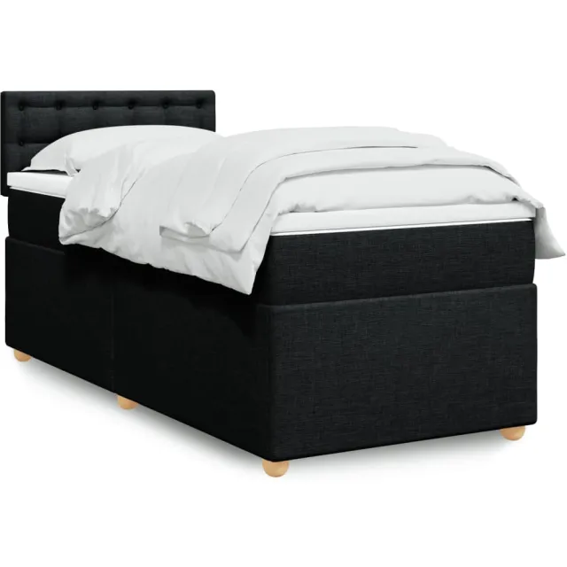 vidaXL Boxspring met matras stof zwart 90x190 cm