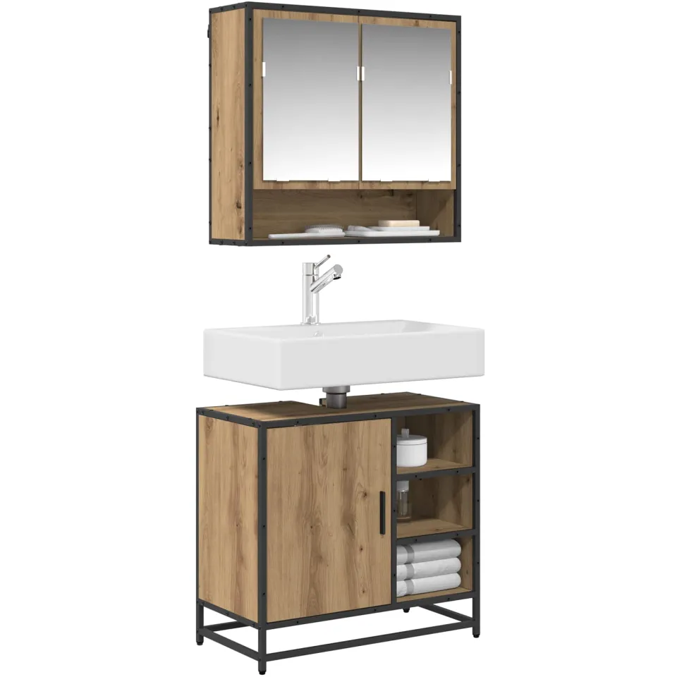 vidaXL Badkamermeubelset 2 st Artisan Eiken Bewerkt hout Bruin