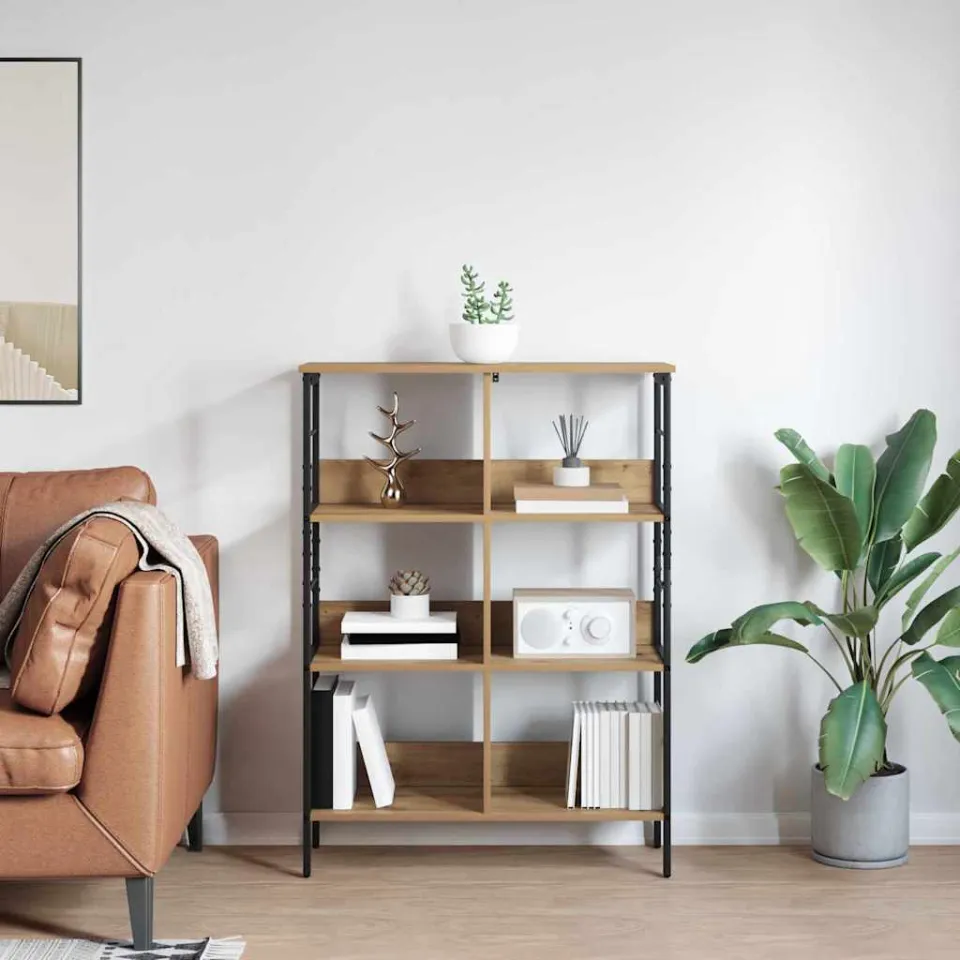 vidaXL Boekenkast 6-laags 82 x 32 x 112 cm Bewerkt hout Artisan Eiken, foto 4