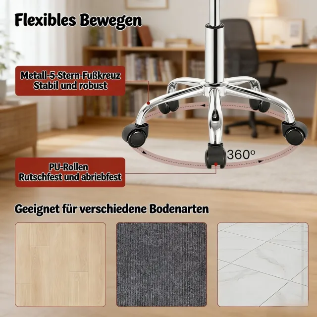 HAUSS SPOLE Bureaukruk - Verstelbare Draaistoel Met Wielen - Voor Kantoor, Kaptafel En Werkplek - Velours Met Metaal - Zwart