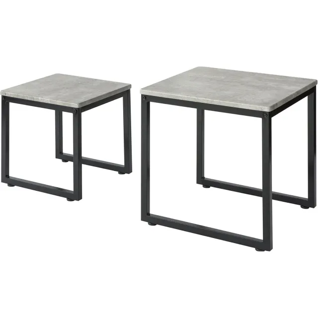 SoBuy FBT42-HG Bijzettafel - Grijze Woonkamertafel Set van 2 Grijs