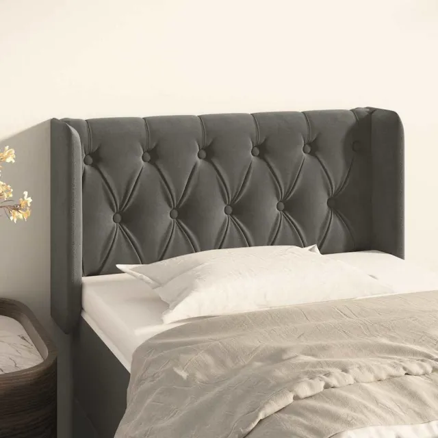 vidaXL Hoofdbord met randen 83x16x78/88 cm fluweel donkergrijs grijs