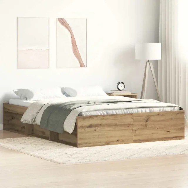 vidaXL Bedframe zonder matras spaanplaat artisanaal eikenkleurig Bruin