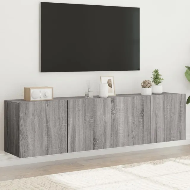 vidaXL Tv-meubels 2 st wandgemonteerd 80x30x41 cm grijs sonoma eiken, foto 2