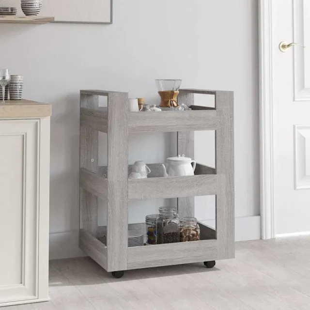 vidaXL Keukentrolley 60x45x80cm bewerkt hout grijs sonoma eikenkleurig