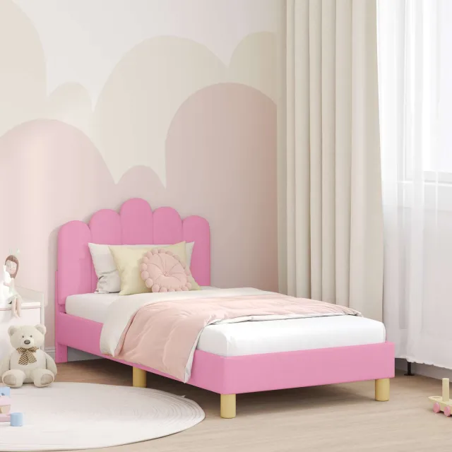 vidaXL Bedframe voor kinderen met hoofdbord Roze 80 x 160 cm Stof