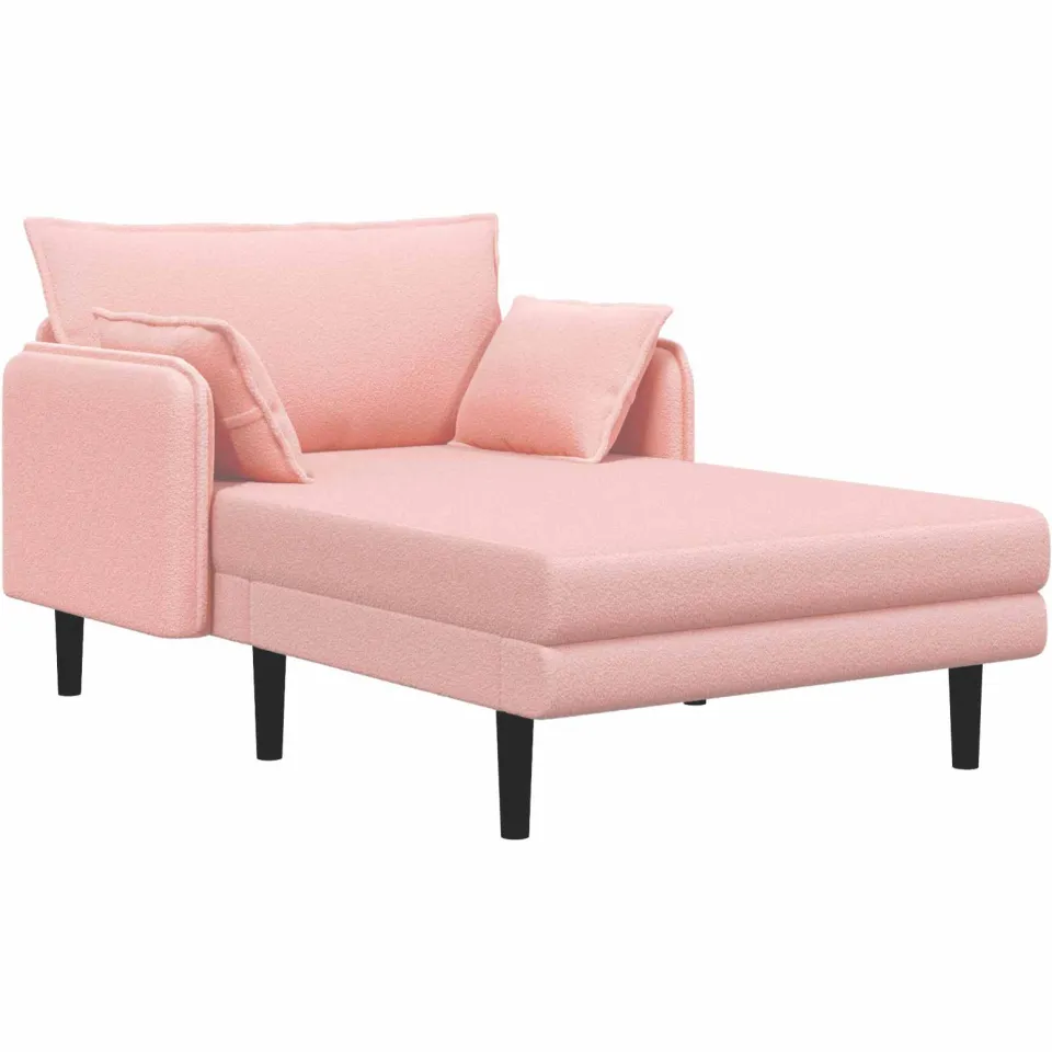 vidaXL Grote chaise longue Roze Bouclé, foto 3