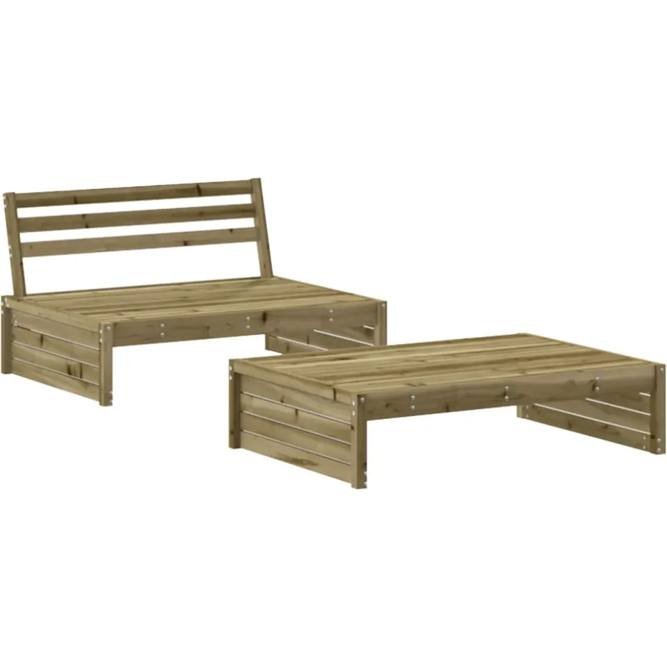vidaXL 2-delige Loungeset met kussens geïmpregneerd grenenhout Bruin