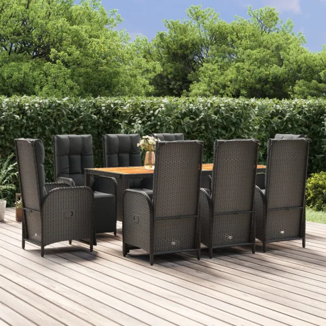 vidaXL 9-delige Tuinset poly rattan zwart, foto 2