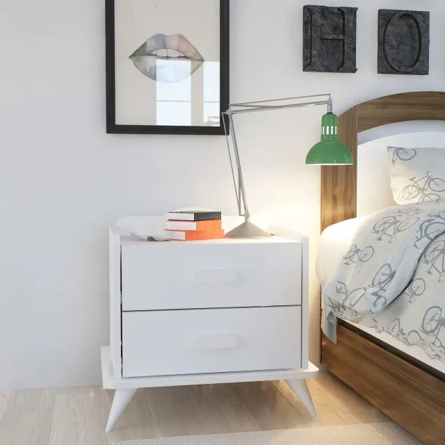 Skye Decor Nachtkastje - Stijlvol Wit - 60x58,6x42,1cm - Duurzaam Melamine