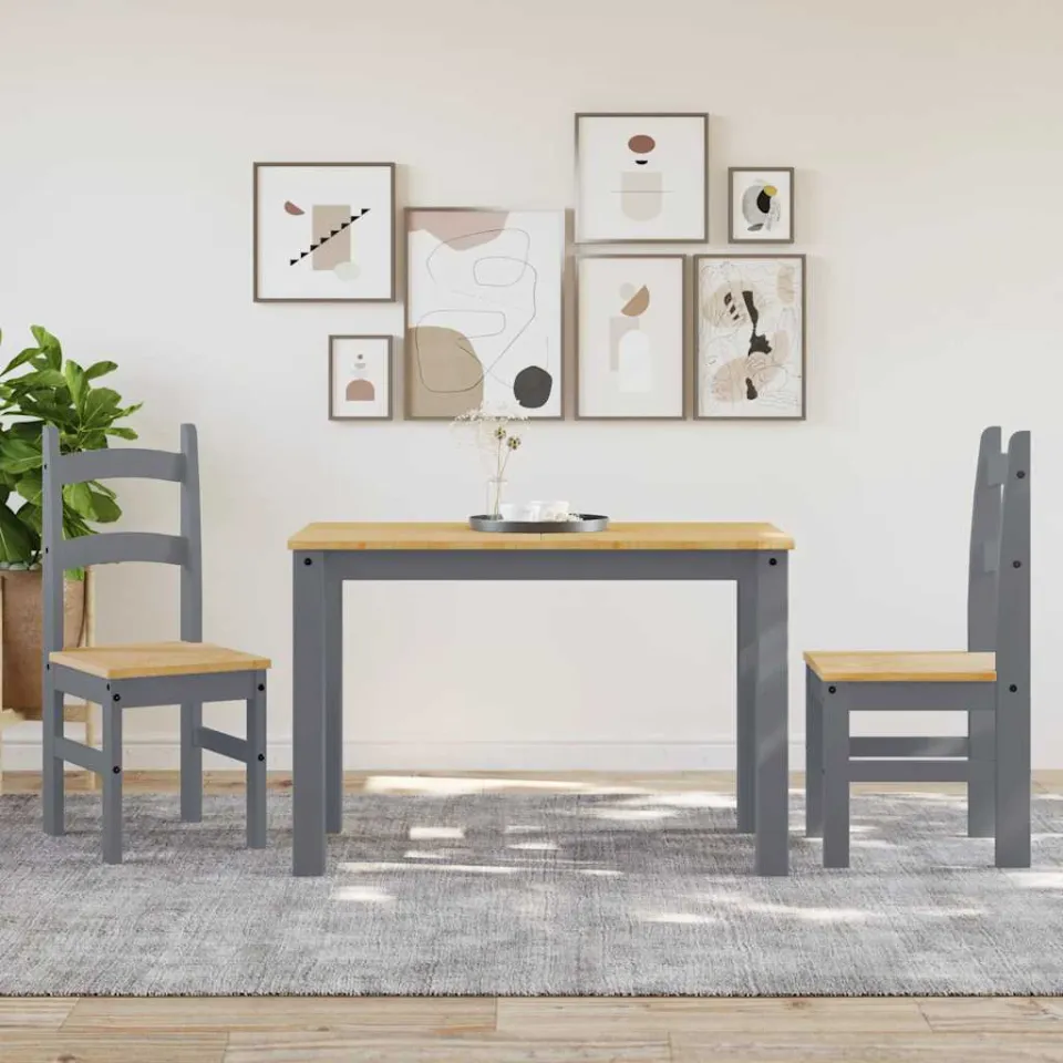 vidaXL Eetkamerstoelen 2 st 40x46x99 cm massief grenenhout grijs, foto 3