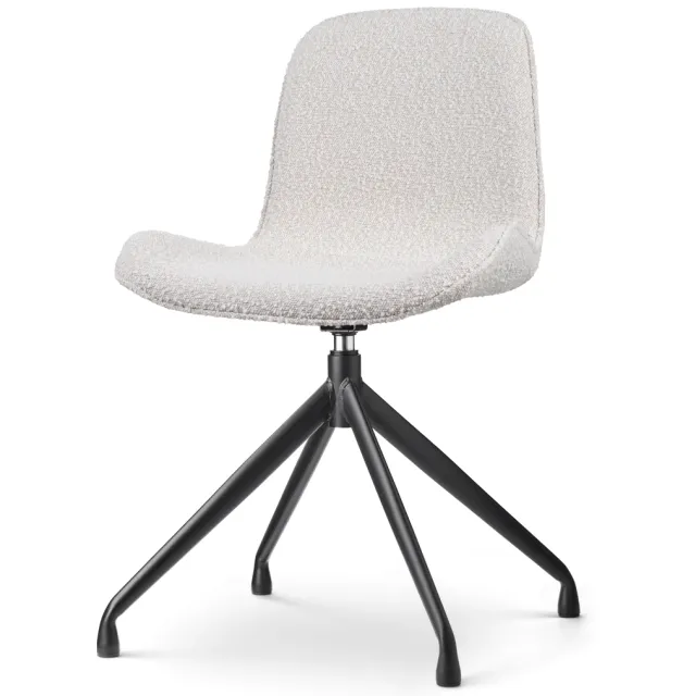 Nolon Nola-Fé draaibare eetkamerstoel bouclé beige - zwart onderstel