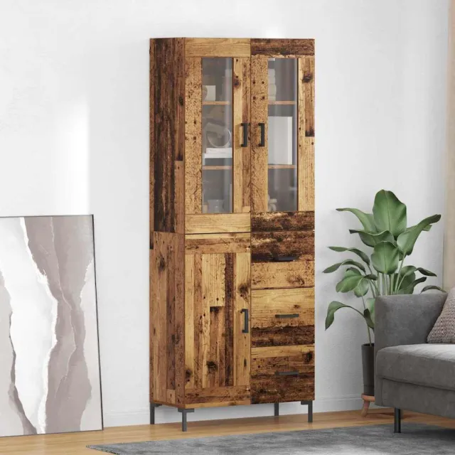 vidaXL Hoge kast 2 st Oudhout 69,5 x 34 x 180 cm Bewerkt hout Bruin