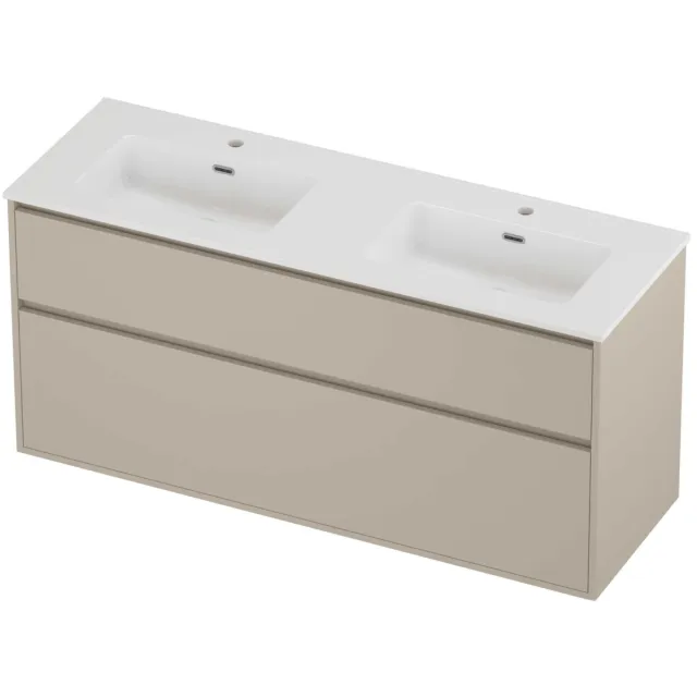 Proline Tribute Badmeubelset Porselein Elegant 2 Gaten 140x46x67 cm Glans Wit Soft Linen Beige