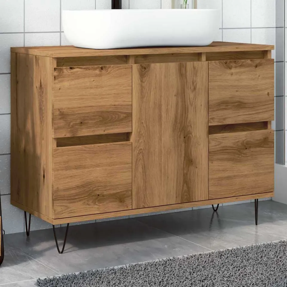 vidaXL Badkamerkast 80x33x60 cm bewerkt hout artisanaal eikenkleurig, foto 3