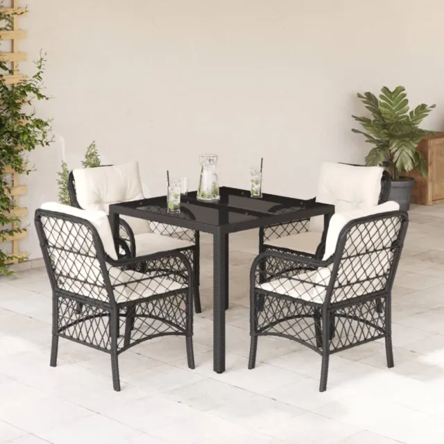 vidaXL 5-delige Tuinset met kussens poly rattan zwart, foto 2