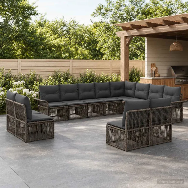 vidaXL Tuinbankenset 12 st Grijs poly rattan, foto 2